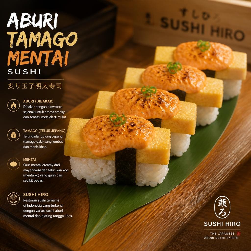 Aburi Tamago Mentai Sushi Sushi Hiro